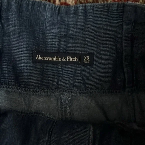 Abercrombie & Fitch Wide-Leg Chambray Denim Pants Size XS High Waist Paperbag - Picture 3 of 5